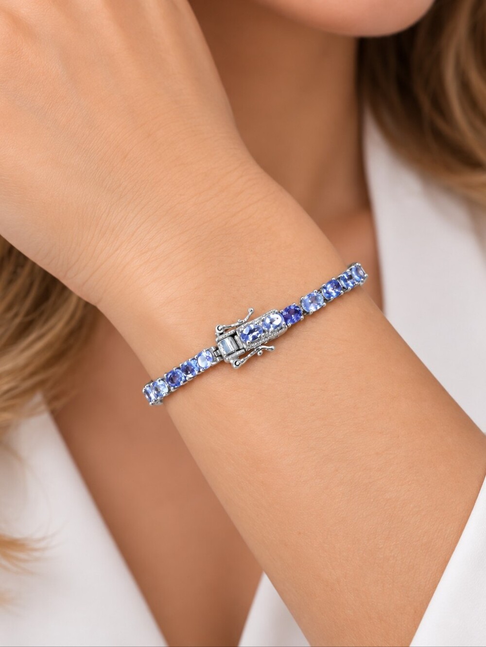 Elegant 925 Genuine Tanzanite Tennis Bracelet